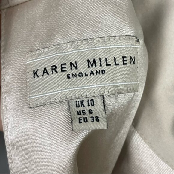 Karen Millen Champagne Rhinestone Collar Sleeveless  Formal‎ Occasion Satin Top - Picture 9 of 16